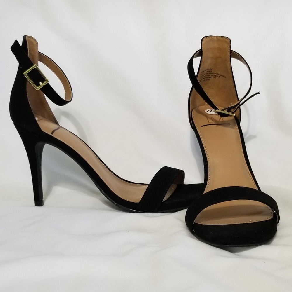 Material Girl Black Ankle Strap Heels